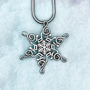 Music Snowflake Necklace SnowWonders®  (SWJ 4)  Music Snowflake, Treble Clef