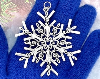 For the Love of Music Snowflake SnowWonders® Ornament (6070), Music Snowflake, Treble Clef Ornament, Music Note Ornament