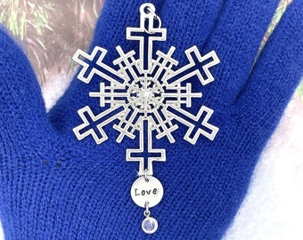 The Greatest Love Cross SnowWonders® Snowflake Ornament, 6059love