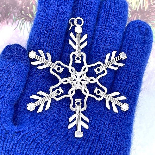 Guitar SnowWonders® Snowflake Ornament/Pendant, 5621,Music Lover, Guitar Ornament, Acoustic Guitar Ornament, Package decor, Music Room decor