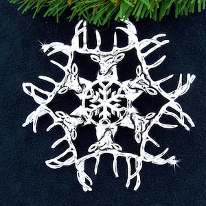 Stag Deer SnowWonders® Snowflake Ornament,(5450) Deer Hunter ornament, Stag Ornament, Men's gifts, Groomsmen gift, window/package decor