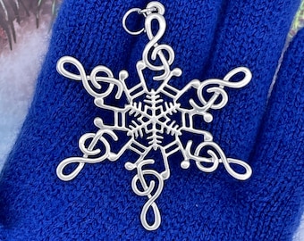 Music Snowflake SnowWonders® Ornament 5151, Music Snowflake, Treble Clef Ornament, Music Note Ornament