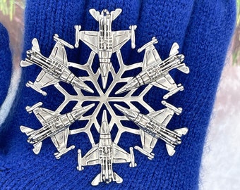 USAF F-16 Airman Ornament Snowflake SnowWonders® 5428 USAF Graduation Gift, Military Ornament,  personalized custom ornament