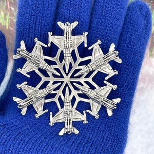 USAF F-16 Airman Ornament Snowflake SnowWonders® 5428 USAF Graduation Gift, Military Ornament,  personalized custom ornament