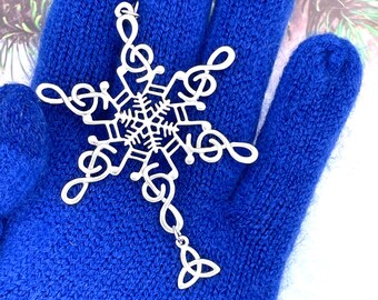 Trinity Music Snowflake SnowWonders® Ornament (5151Trinity), Music Snowflake, Trinity Ornament, Treble Clef Ornament, Music Note Ornament