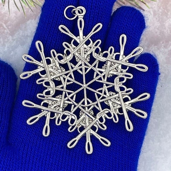 Seamstress SnowWonders® Snow Flake Ornament, 5441, Sewing Ornament, Needle and Thread Ornament, Needles, Thimble, Scissors ornament