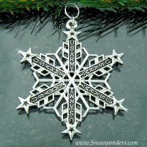 US ARMY Chevron & Stars Ornament SnowWonders® Snowflake, 6048,Military Snowflake collectible,Army Strong Ornament, Army proud