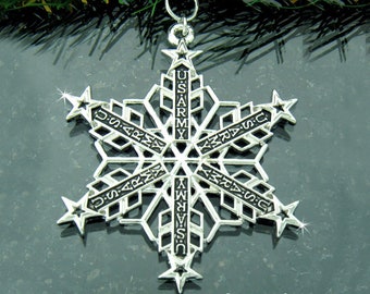 US ARMY Chevron & Stars Ornament SnowWonders® Snowflake, 6048,Military Snowflake collectible,Army Strong Ornament, Army proud