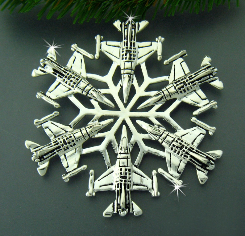 USAF F-16 SnowWonders® Snowflake Airman Ornament/Pendant, 5428 USAF Graduation Gift,Military Ornament, , JPEW5428 image 6