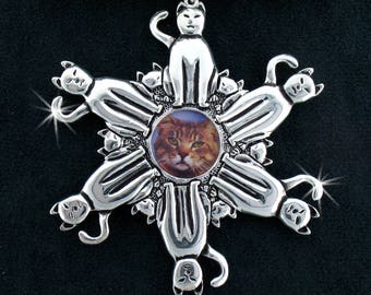 Cat & Kitten Photo SnowWonders® Snowflake Keepsake Ornament/Pendant, 5184, Cat and Kitten ornament, Photo Ornament, Cat lover Ornament