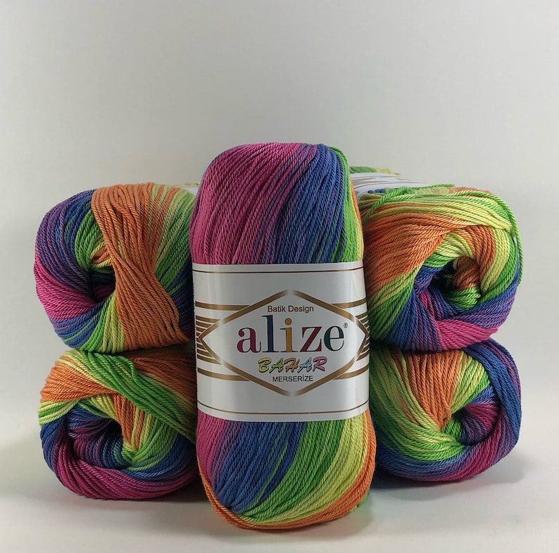baby yarn bikini yarn Free fast shipping 13 skeins Alize Bahar batik knitting yarn Crochet yarn 100/% mercerized Cotton