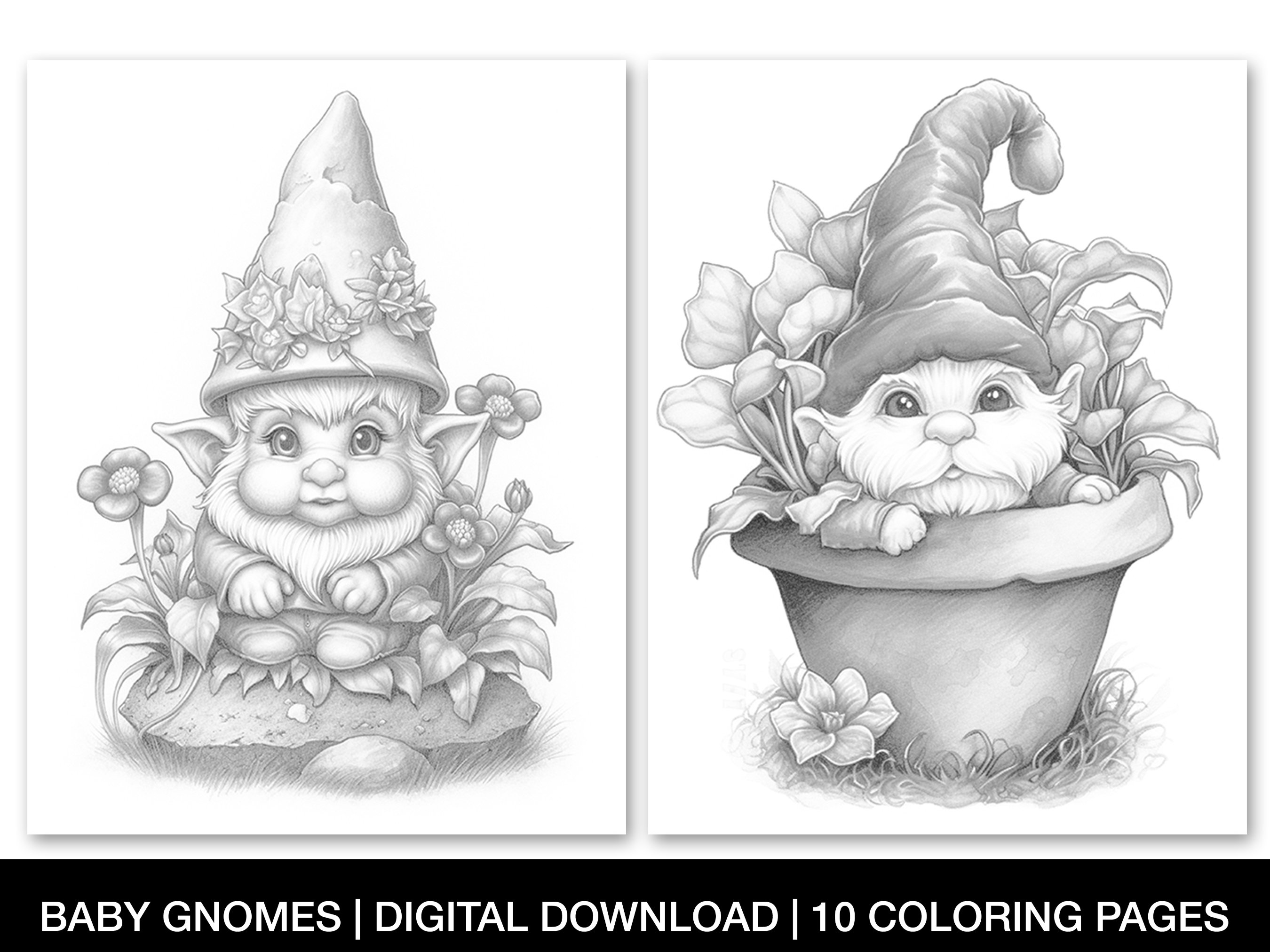 Cute Baby Gnomes Coloring Pages for Adults 10 Printable - Etsy