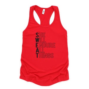 Pushing Through: Workout Tank with Bible Verse