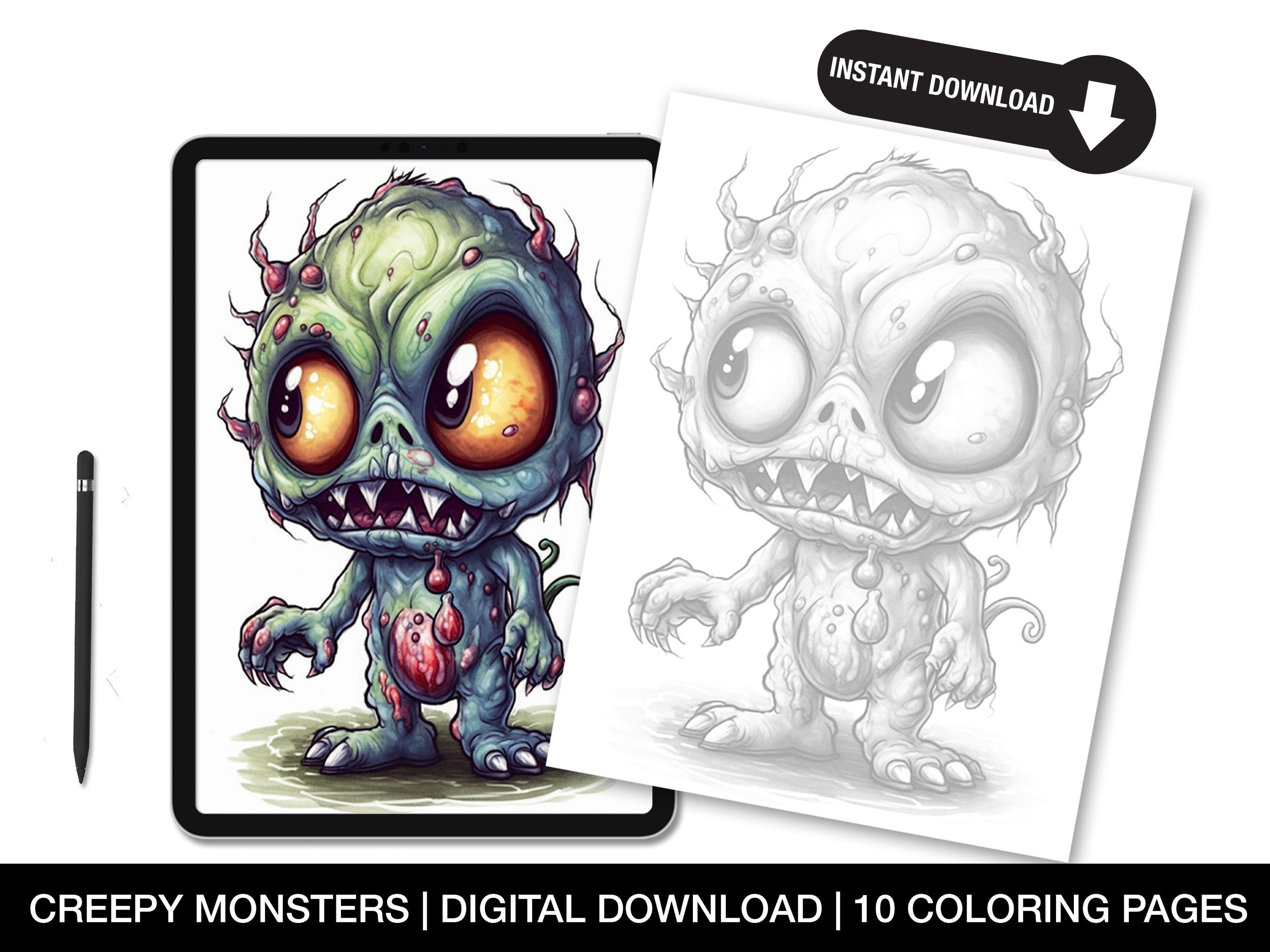 50 Adorable Creepy Monsters Coloring Book V2: for Adults and 