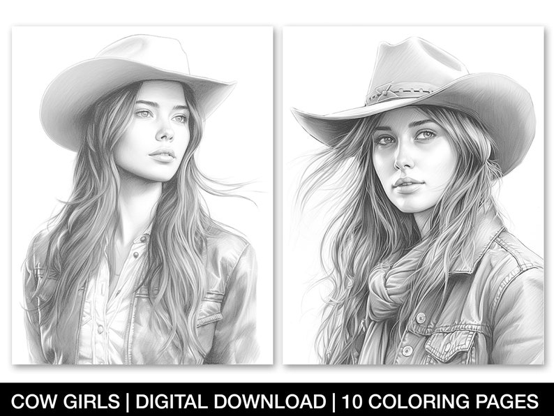 Coloring Pages for Adults Printable Cowgirls Coloring Sheets - Etsy