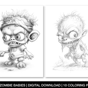 Halloween Zombie Babies Coloring Page for Adults, Printable Zombie Baby