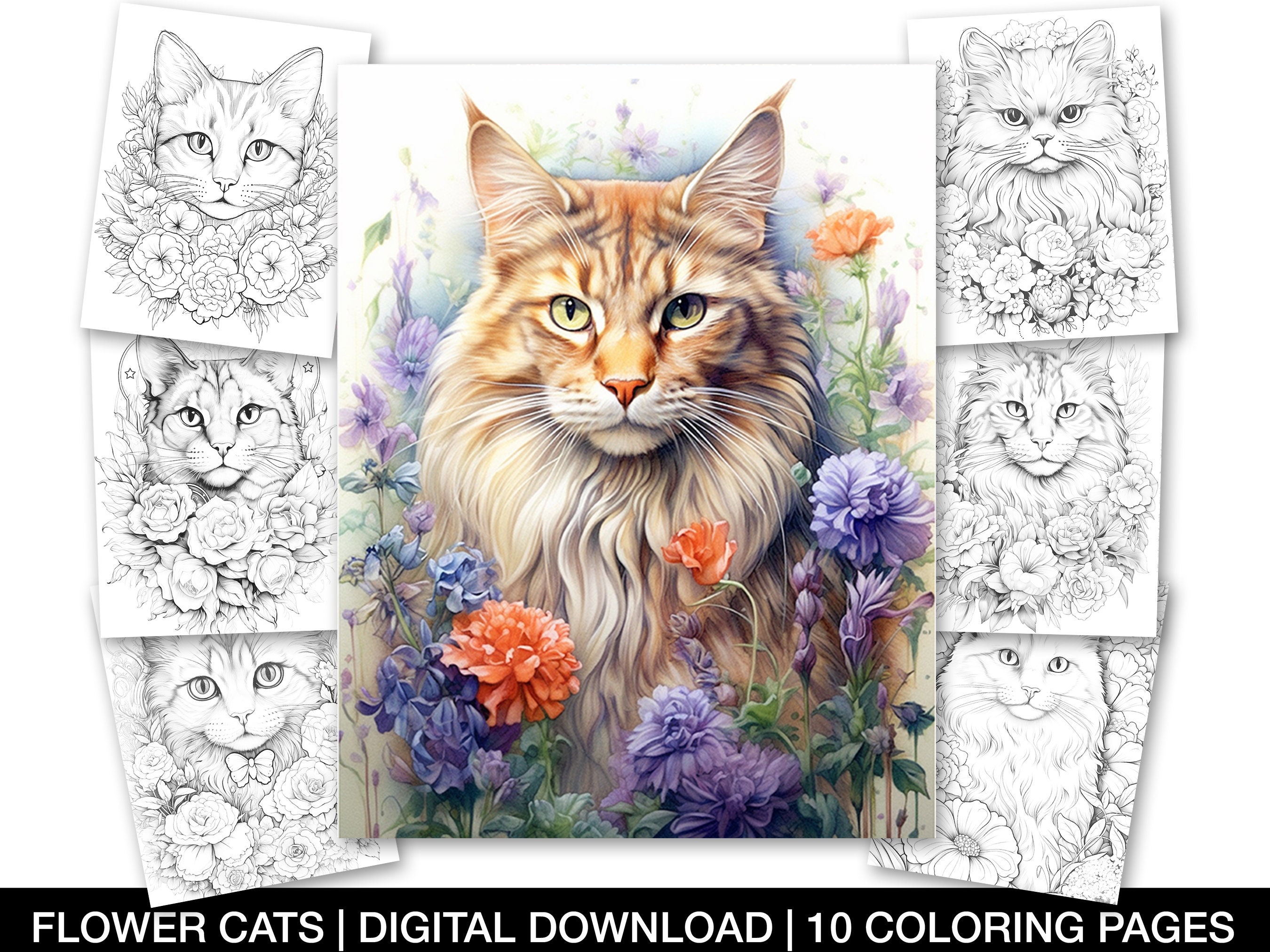 Enchanted Whiskers: A Magical Cat Coloring Book For Adults