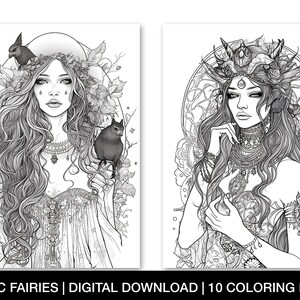 Gothic Fairy Coloring Pages for Adults, Printable Fairy Coloring Sheet ...