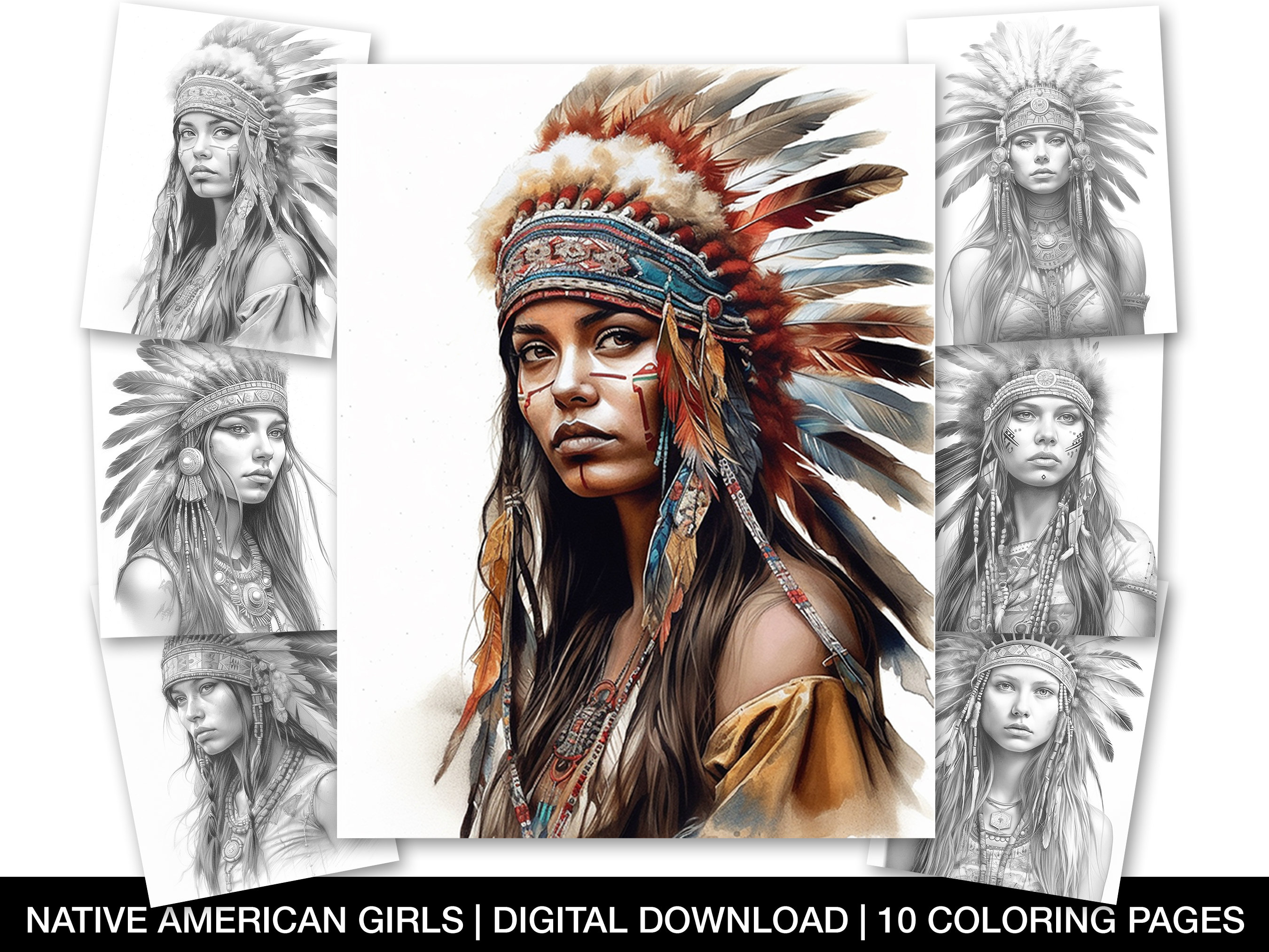 Native American People & Culture Coloring Book: 50 Unique Designs of Native  American Portraits, Landscape, Scenes and Symbols to Color