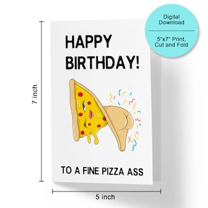 Digital Birthday Cards, Funny Pizza Birthday Card, Printable Birthday Card, Pizza Greeting Cards, Pizza Birthday Card, Digital Pizza Card
