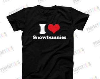 Ik hou van Snowbunnies Shirt, Winter Lover Tee, grappig skishirt, Snow Lover Shirt, Shirt Skiën, cadeau voor hem, Winter Humor Tee