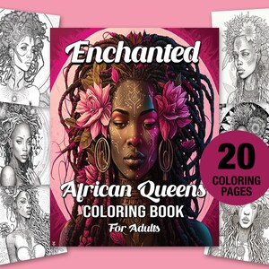 Enchanted African Queens Adult Coloring Page African - Etsy