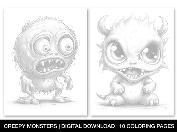 50 Adorable Creepy Monsters Coloring Book V2: for Adults and