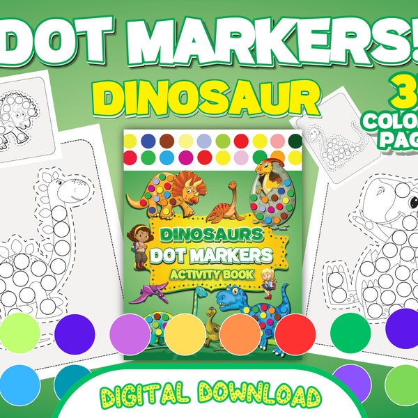 Dinosaurs Dot Markers Books For Kids And Toddlers, Dinosaurs Dot Markers Pdf Coloring Pages, Printable Activity Coloring Pages For Pre-K