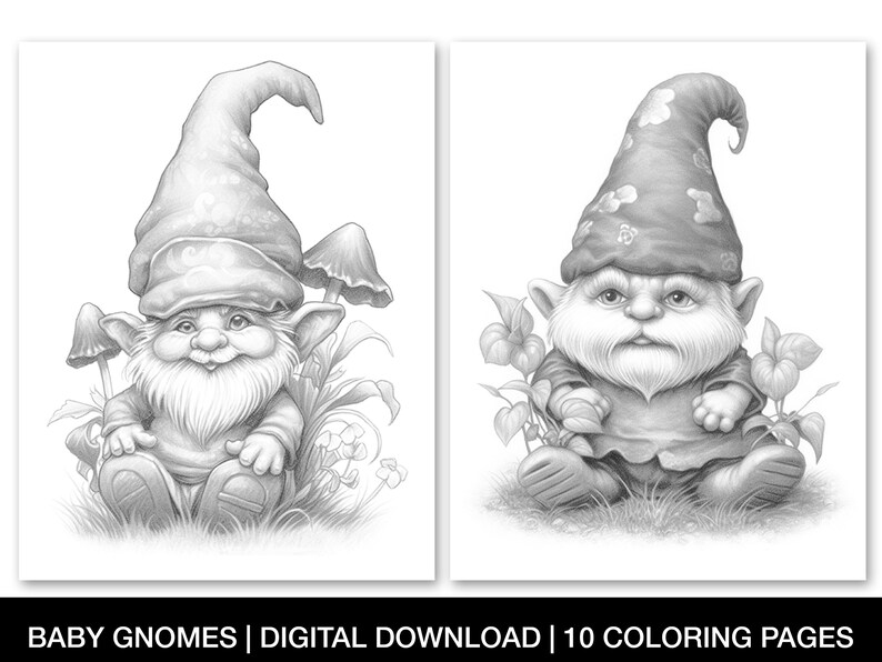 Cute Baby Gnomes Coloring Pages for Adults 10 Printable - Etsy