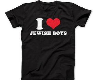Ik hou van Joodse jongens, grafisch uniseks shirt, I Heart Joodse jongens T-shirt, cadeau voor Joodse minnaar, Joodse trots, Joods vriendje shirt cadeau voor haar