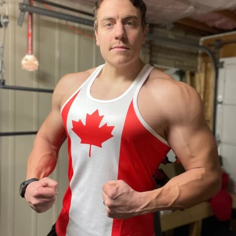 Canadian Flag Workout Tank – Men’s Patriotic Gym Shirt