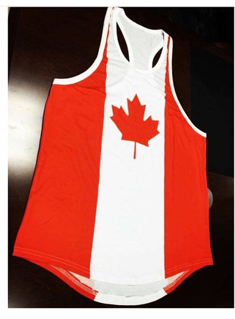 Débardeur de sport pour homme, Drapeau du Canada, Débardeur drapeau stringer pour homme, Débardeur de sport pour homme, Débardeur de sport drapeau canadien, Débardeur de fitness, Musculation, Débardeur de levage image 2