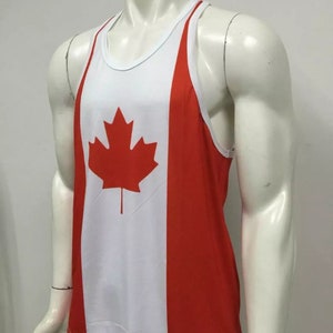 Débardeur de sport pour homme, Drapeau du Canada, Débardeur drapeau stringer pour homme, Débardeur de sport pour homme, Débardeur de sport drapeau canadien, Débardeur de fitness, Musculation, Débardeur de levage image 3