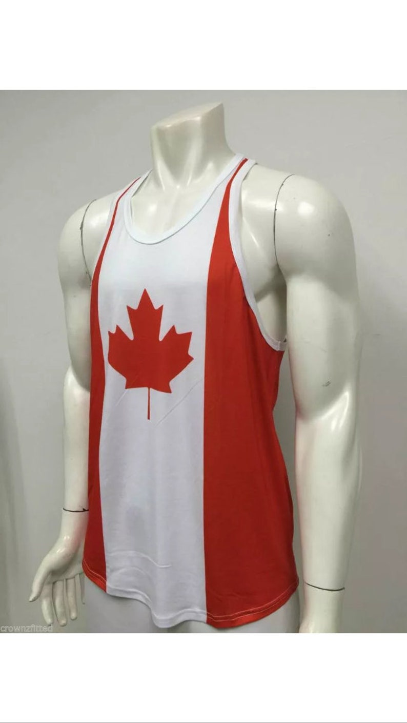 Débardeur de sport pour homme, Drapeau du Canada, Débardeur drapeau stringer pour homme, Débardeur de sport pour homme, Débardeur de sport drapeau canadien, Débardeur de fitness, Musculation, Débardeur de levage image 3