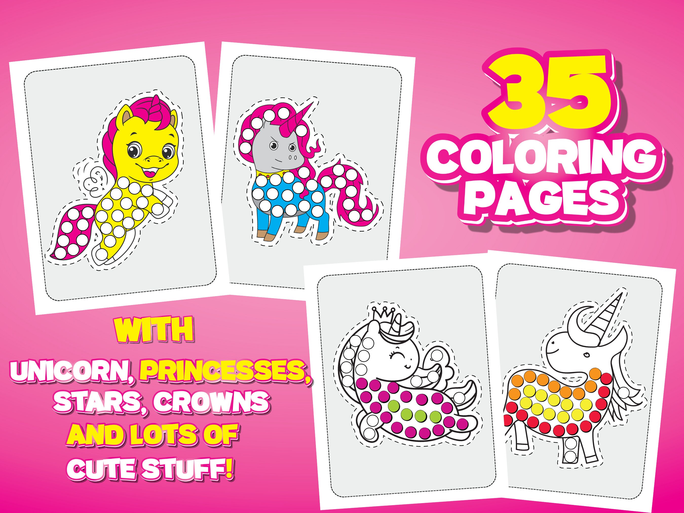 Printable Unicorn Do A Dot Coloring Pages for Kids Unicorn Do - Etsy UK