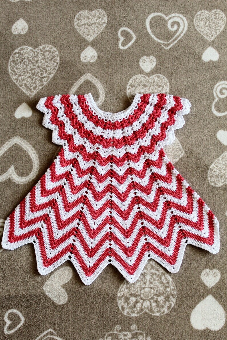 Openwork Dress Children Red White Dress Crochet Summer Baby Etsy
