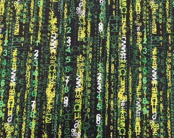 Matrix Inspired Cotton Fabric: Number Pattern, Quilting Weight