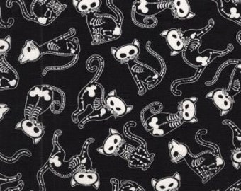 100% Cotton Fabric By The Yard Timeless Treasures Cat Skeletons