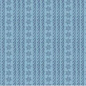 May include: A light blue patterned fabric featuring vertical stripes of twisted rope and rows of six-pointed stars. The stars and rope are a darker shade of blue, creating a subtle contrast.