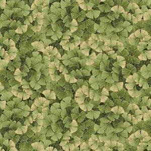 Metallic Ginkgo Leaf Cotton Fabric, Green Timeless Treasures (By the Yard)