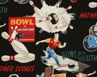 Retro Bowling Cotton Fabric: Alexander Henry, 44" Wide