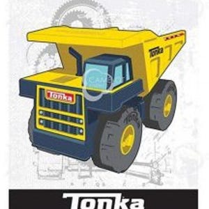 Kids Cotton Fabric Panel, Tonka Trucks, Licesned Toy Pattern (36x44 in)