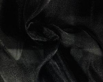 Sheer Black Organza Fabric, Lightweight Polyester (55 Inch Width)