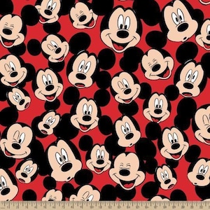Disney Fleece Fabric: Classic Mickey Mouse Print - Warm and Durable