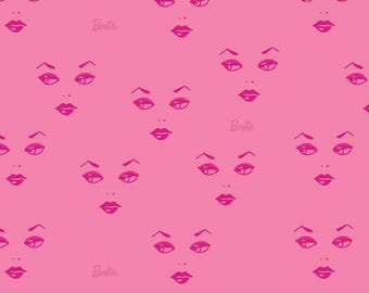 Barbie Cotton Fabric: Pink Doll Print by Riley Blake Designs