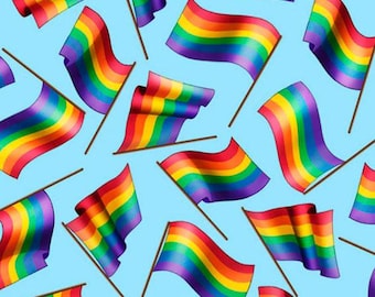 Rainbow Flags PRIDE 100% cotton fabric by Quilting Treasures