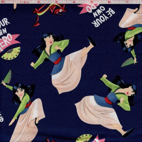 Disney Mulan Cotton Fabric - Soft Textile for Quilting & Apparel