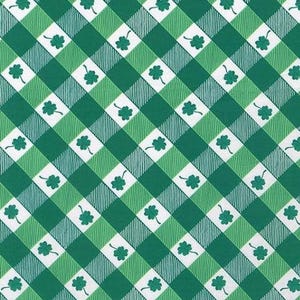 Lucky Plaid Quilting Fabric: Clover Pattern, 100% Cotton By KANVAS Studio