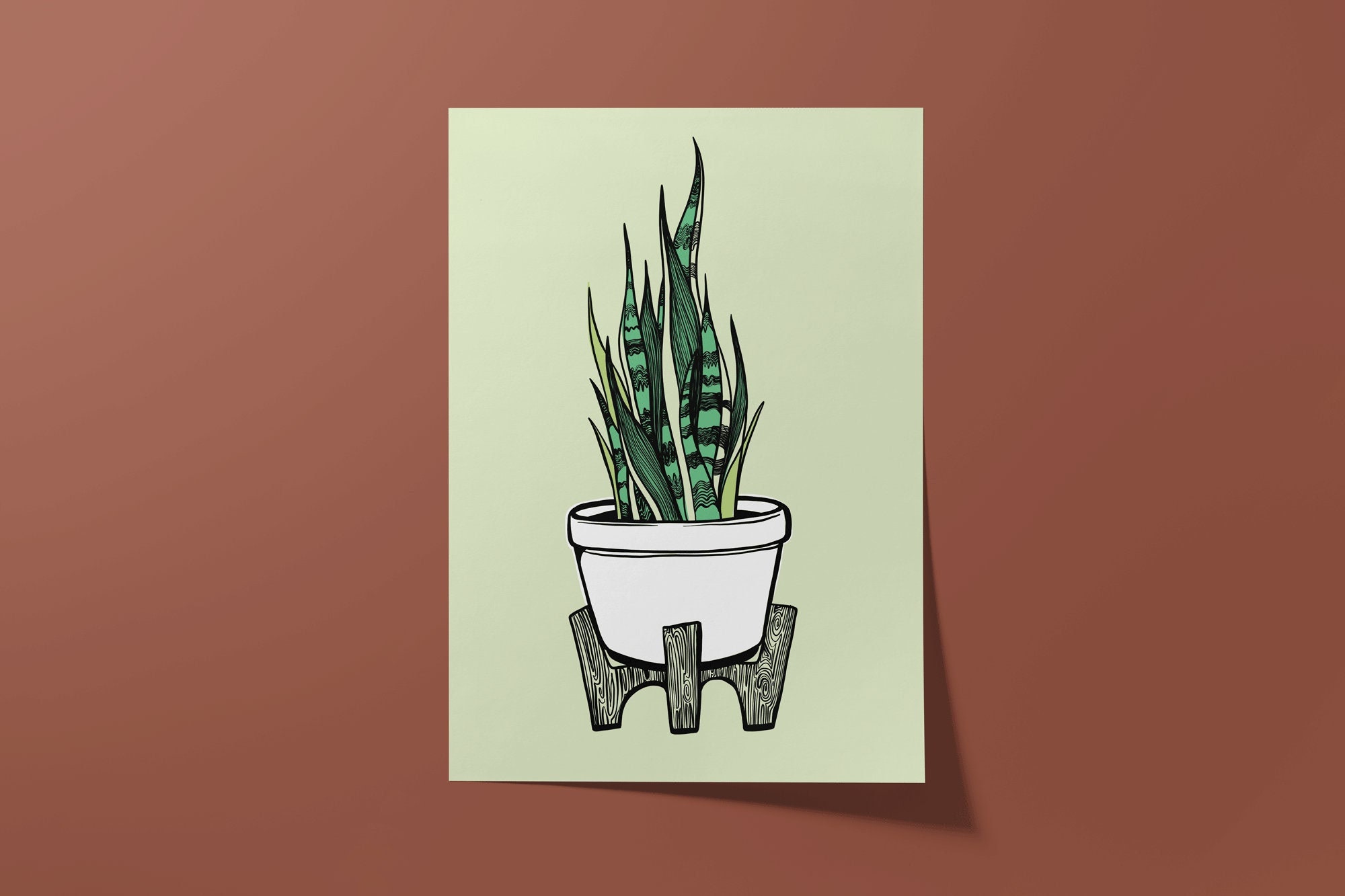 Mid Century Modern Snake Plant Wall Art Instant Download Print