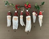 Driftwood Santa Ornament 3.5 - 7 - Driftwood Christmas Ornament - Folk Art Santa - Rustic Christmas Ornament - Coastal Christmas Ornament